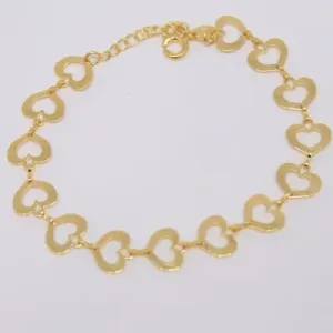 PULSEIRA DOURADA ELOS CORAÇÃO VAZADO