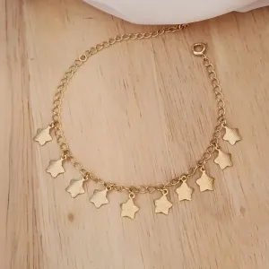 PULSEIRA DOURADA ESTRELAS TRABALHADA