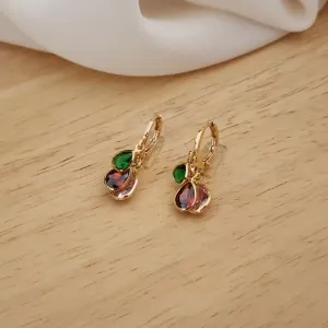 BRINCO ARGOLINHA GOTAS VERDE, VERMELHO E ROSA