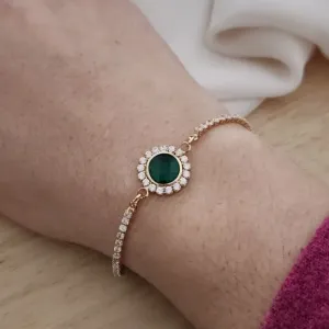 PULSEIRA RIVIERA COM PINGENTE VERDE
