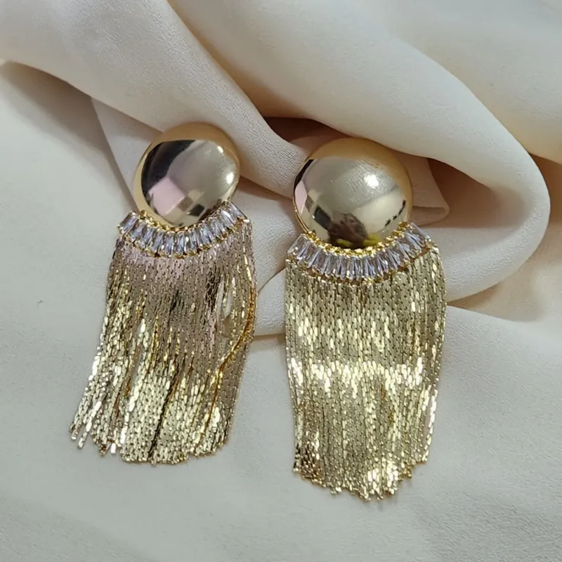 BRINCO DOURADO FRANJA CRAVEJADA EM ZIRCÔNIAS CRISTAL