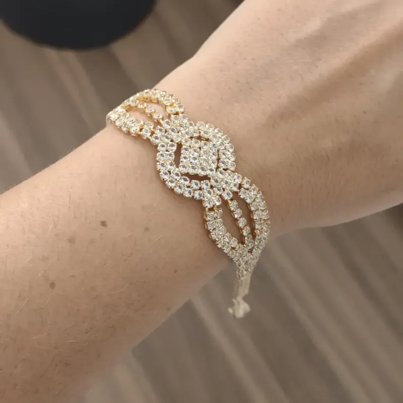 PULSEIRA DOURADA CRAVEJADA ZIRCÔNIAS CRISTAL