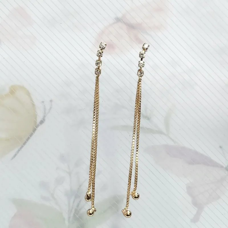 BRINCO DOURADO CORRENTE DETALHE BOLAS E PONTO DE LUZ CRISTAL