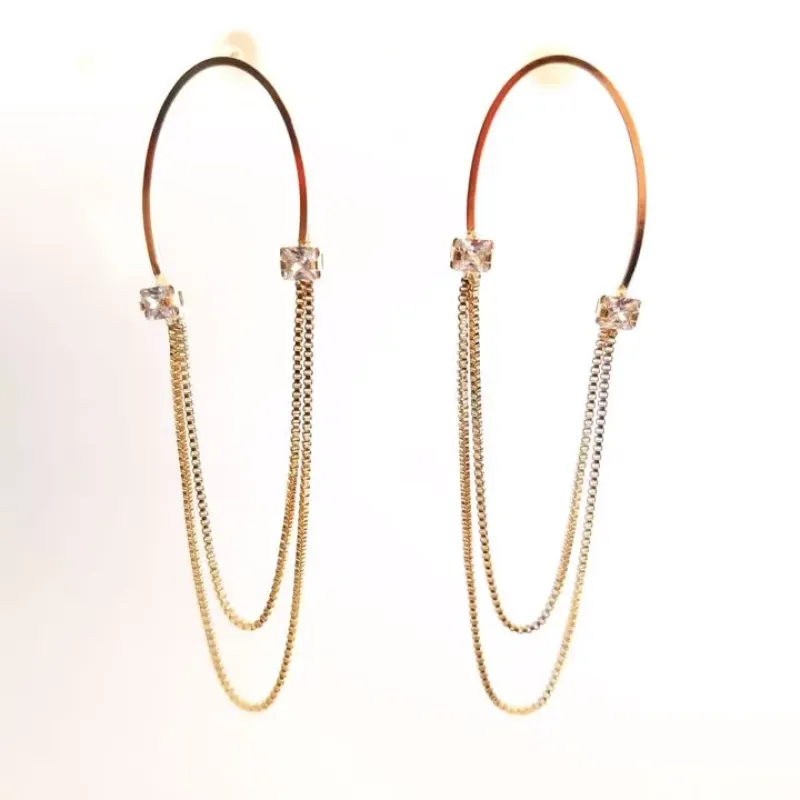 BRINCO DOURADO CORRENTE DETALHE ZIRCÔNIA CRISTAL