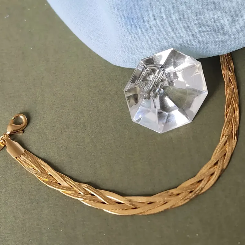 PULSEIRA DOURADA FITA TRANÇADA