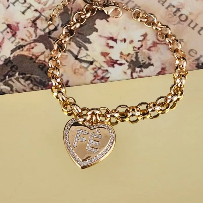 PULSEIRA ELO PORTUGUÊS PINGENTE CORAÇÃO FÉ