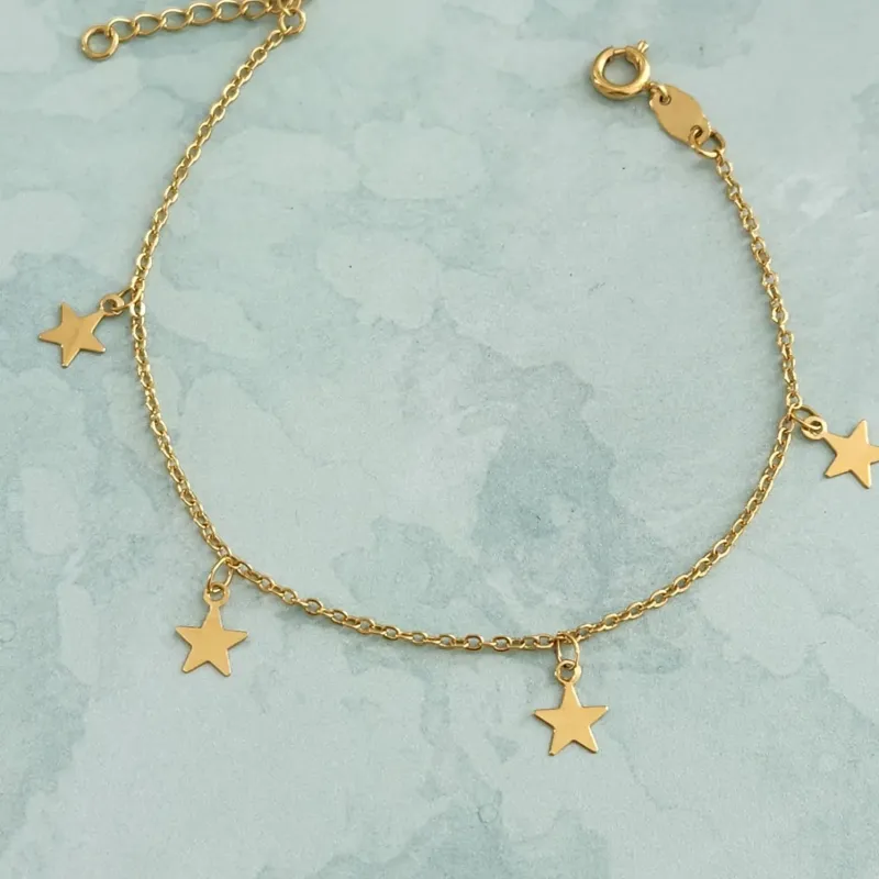 PULSEIRA PINGENTES ESTRELA 18CM