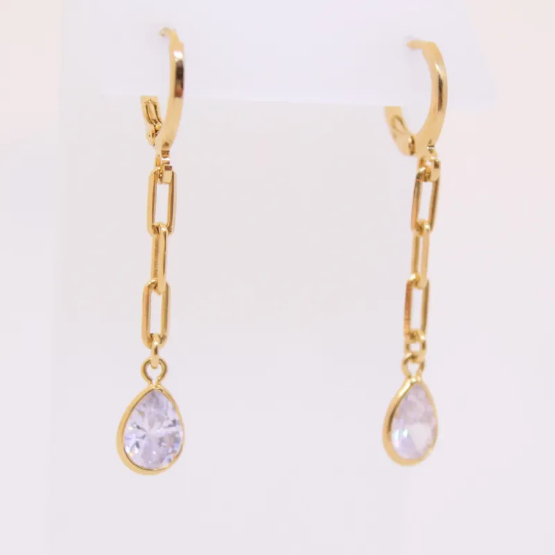ARGOLINHA DOURADA PENDULO COM GOTA CRISTAL