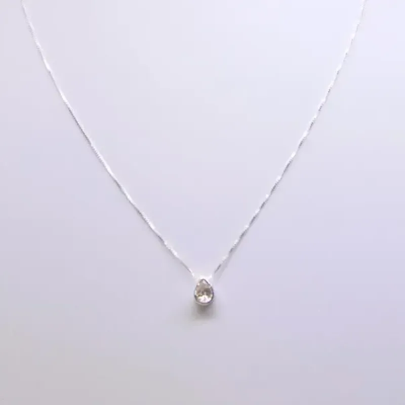 COLAR  PRATA 925 GOTA ZIRCÔNIA CRISTAL