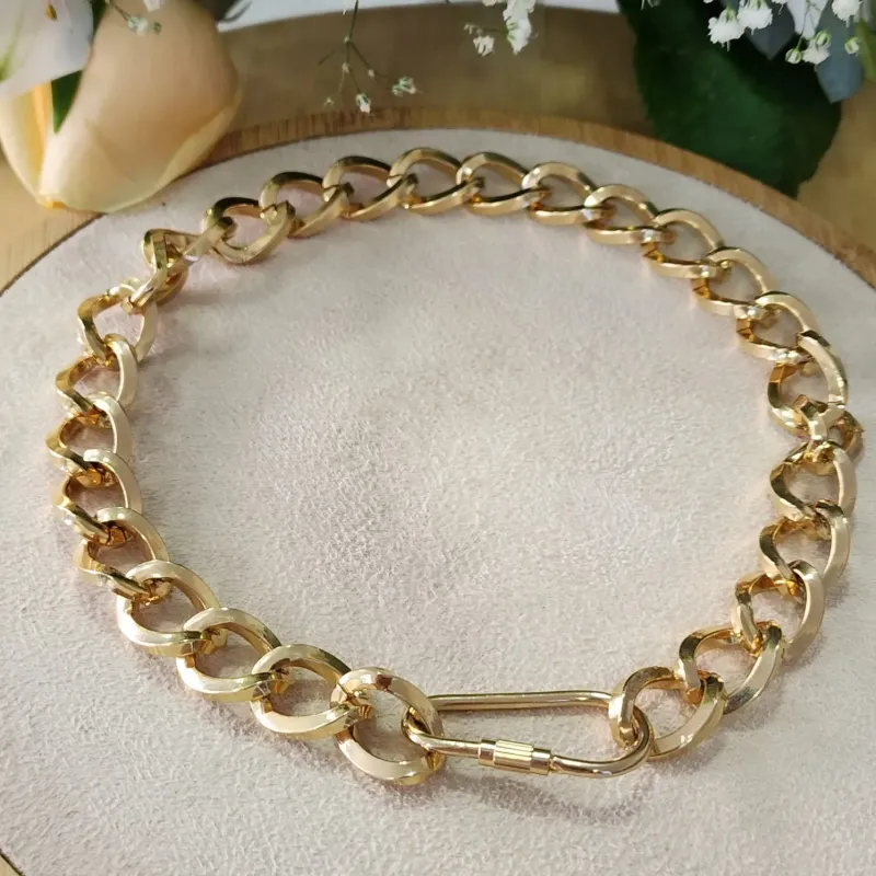 COLAR DOURADO ELOS GRANDES FECHO MOSQUETÃO