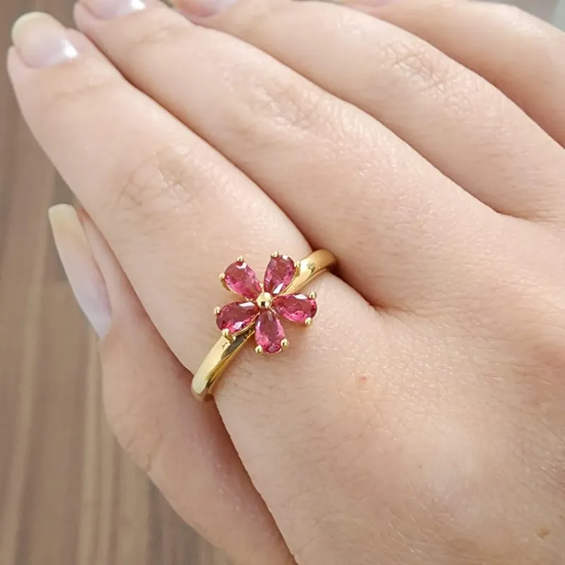 ANEL DOURADO FLOR RUBELITA