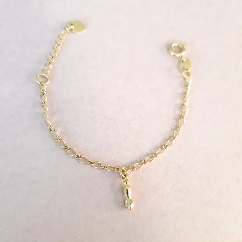 PULSEIRA DOURADA INFANTIL BEBÊ PINGENTE FIGA
