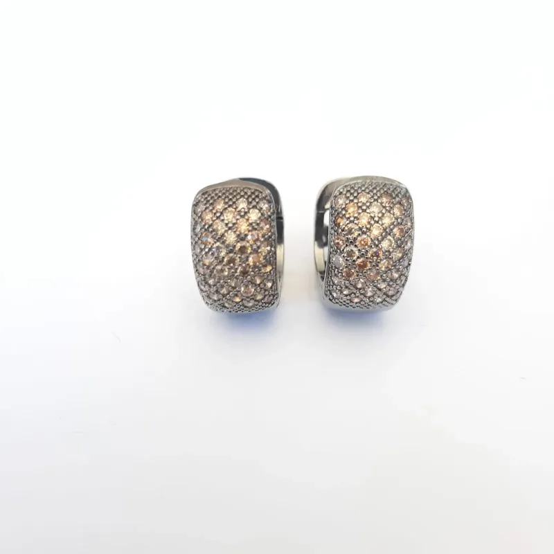 ARGOLINHA RÓDIO NEGRO CRAVEJADO MICROZIRCÔNIAS CITRINO