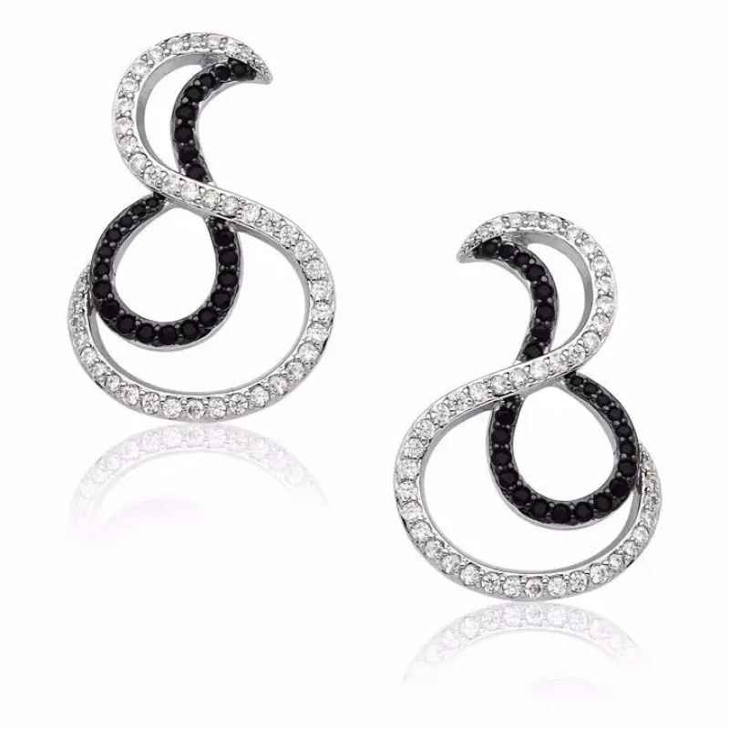 BRINCO RÓDIO BRANCO COM MICROZIRCÔNIAS CRISTAL E NEGRAS
