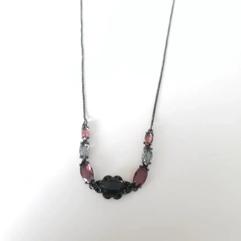 COLAR CHOCKER RÓDIO NEGRO COM PEDRAS MULTICOLORIDO