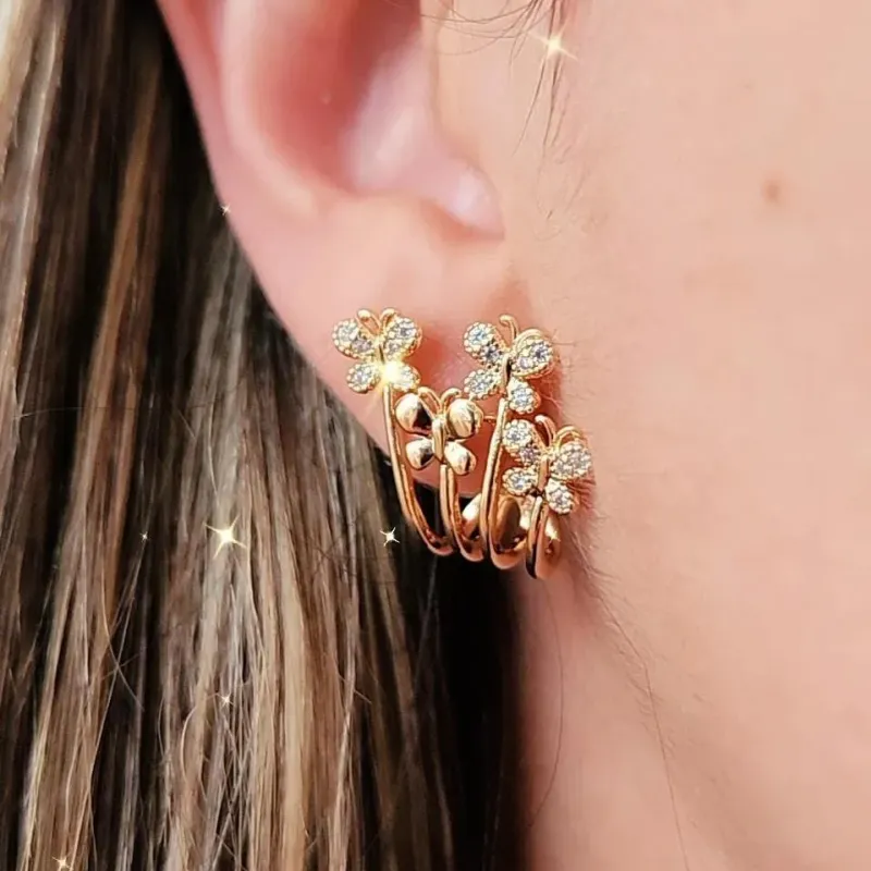 EAR CUFF DOURADO QUATRO BORBOLETAS