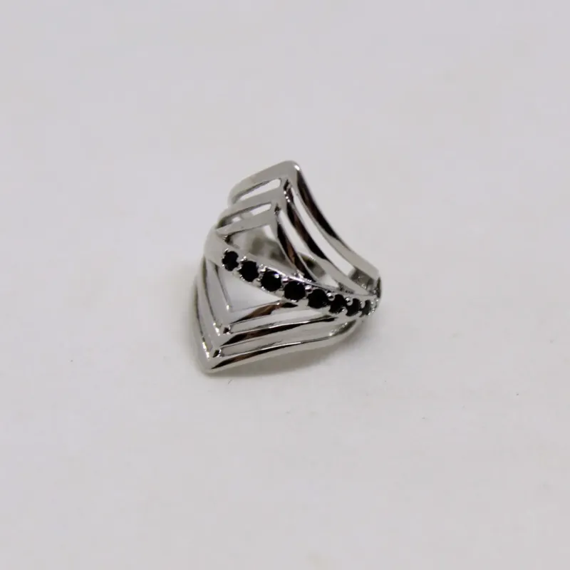 PIERCING FAKE RÓDIO BRANCO PONTAS CRAVEJADO ZIRCÔNIAS NEGRAS