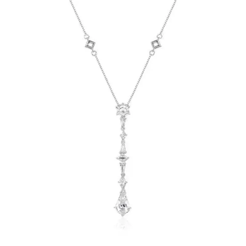 COLAR RÓDIO BRANCO PINGENTE EM ZIRCÔNIAS CRISTAL