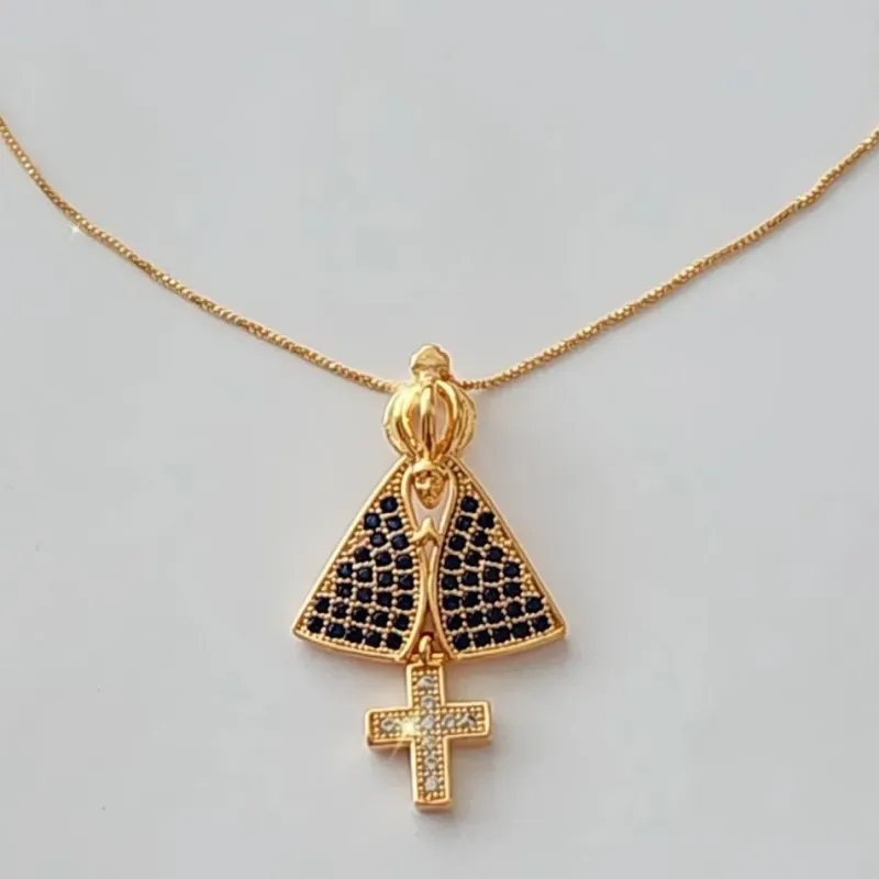 COLAR VENEZIANA PINGENTE NOSSA SENHORA APARECIDA 45 CM