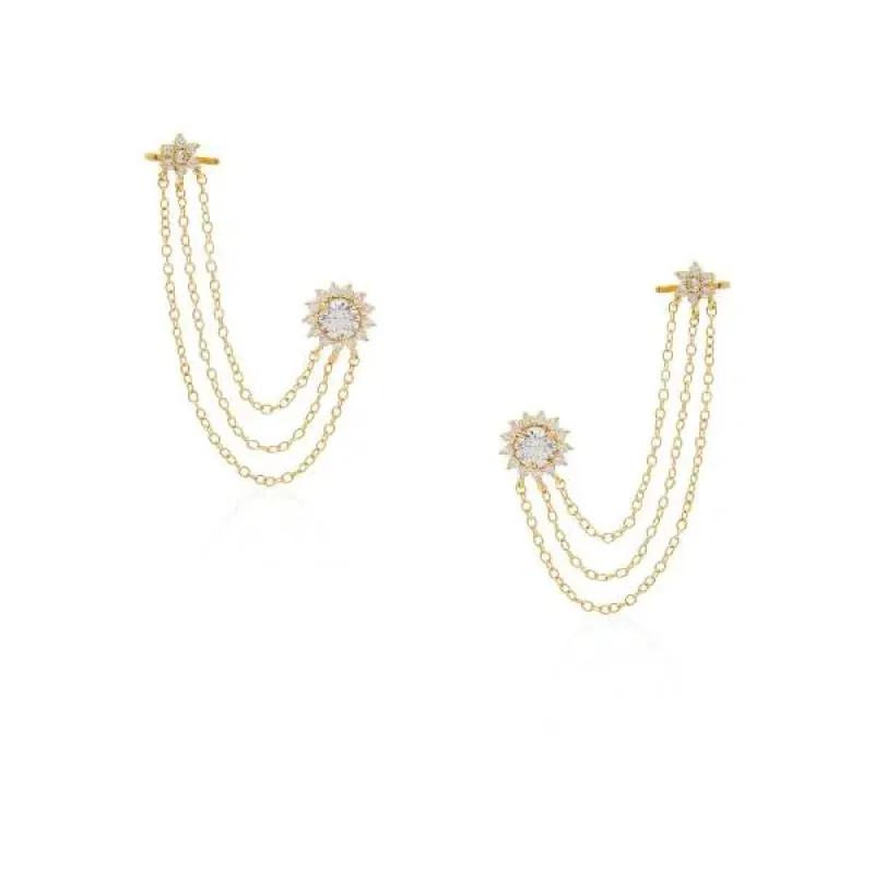 EAR PIERCING DOURADO ZIRCÔNIA CRISTAL