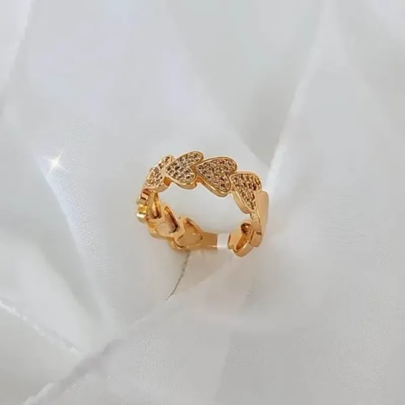 ANEL DOURADO CORAÇÕES