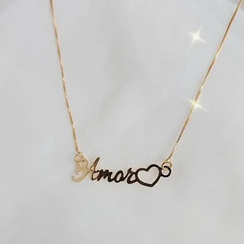 COLAR DOURADO PINGENTE AMOR