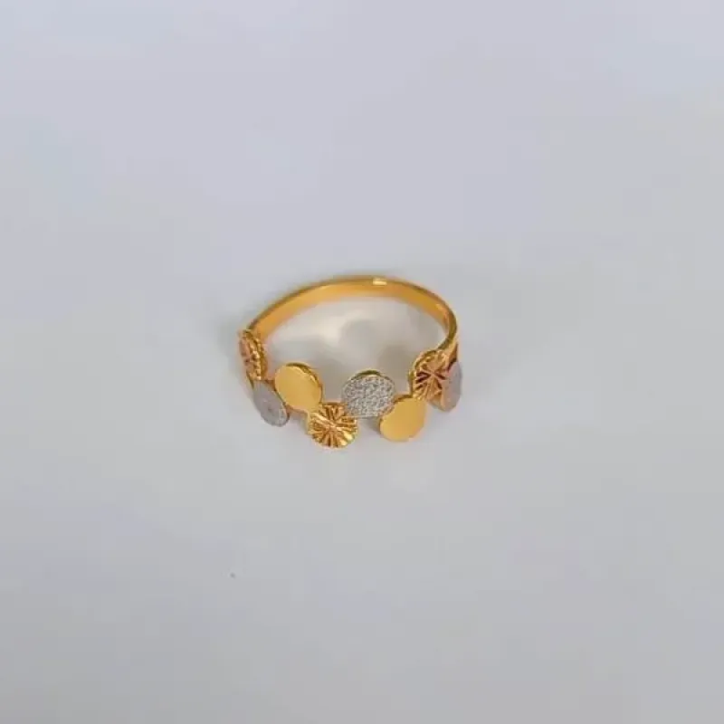 ANEL BOLINHAS BANHO TONS AMARELO, VERMELHO E PRATA