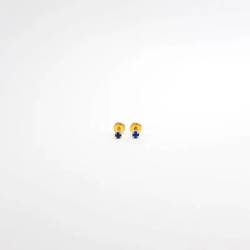 BRINCO DOURADO PONTO DE LUZ SAFIRA TARRAXA BABY