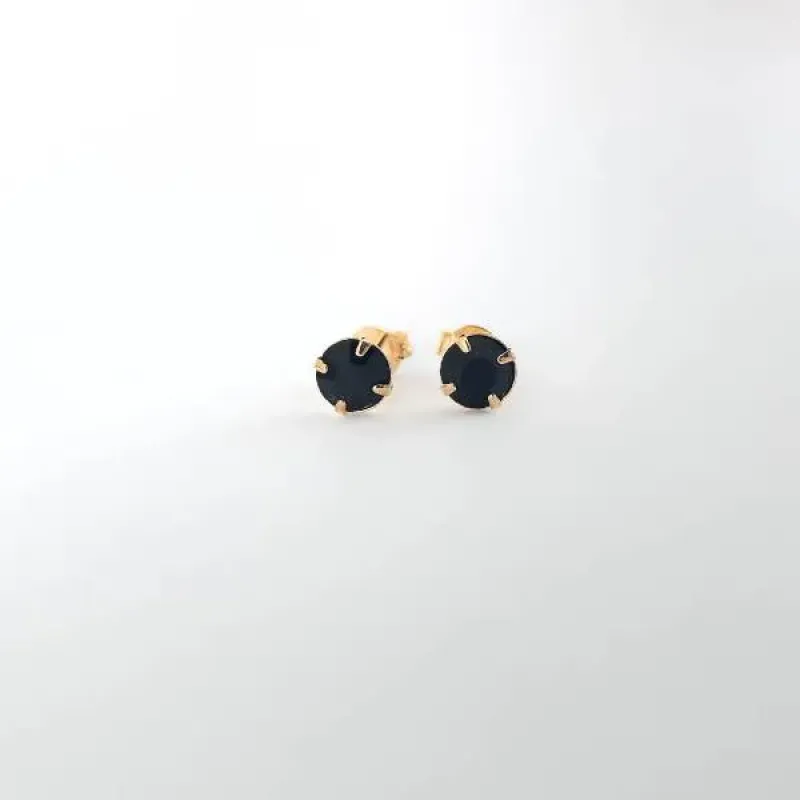 BRINCO DOURADO PONTO DE LUZ ZIRCÔNIA NEGRA