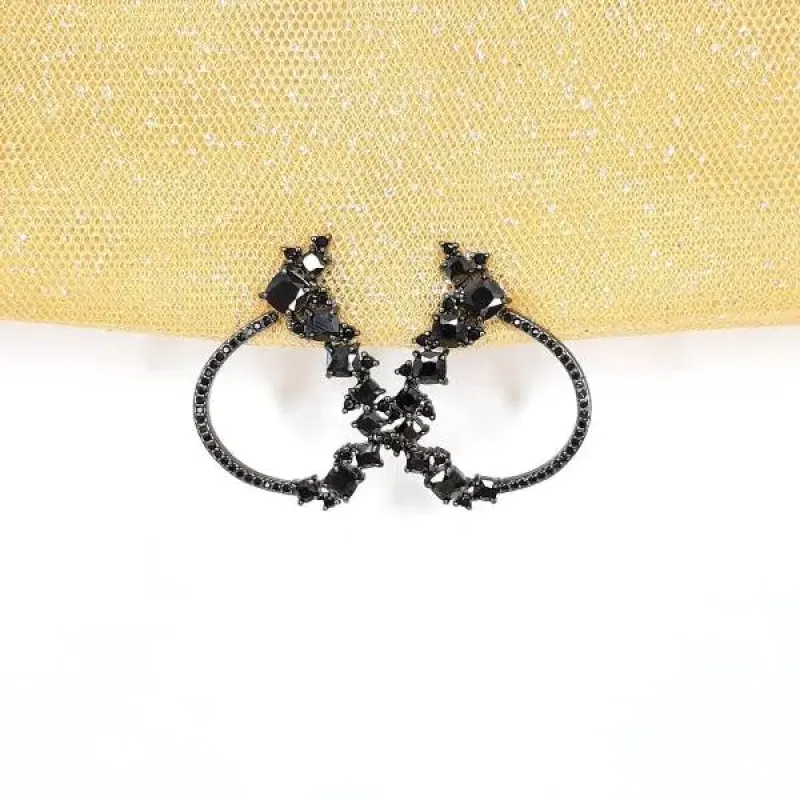 BRINCO FESTA RÓDIO NEGRO DETALHES ZIRCÔNIAS NEGRAS