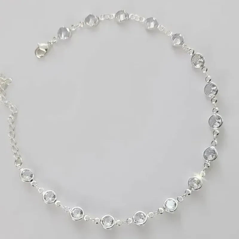 PULSEIRA CRISTAIS BANHO DE PRATA