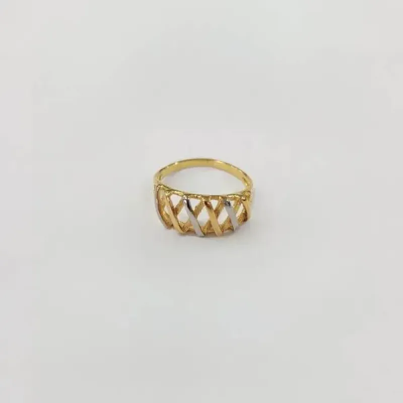 ANEL CRUZADO BANHO TONS AMARELO, VERMELHO E BRANCO