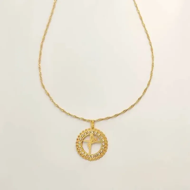 COLAR DOURADO FÉ CRAVEJADO EM MICROZIRCÔNIAS CRISTAL