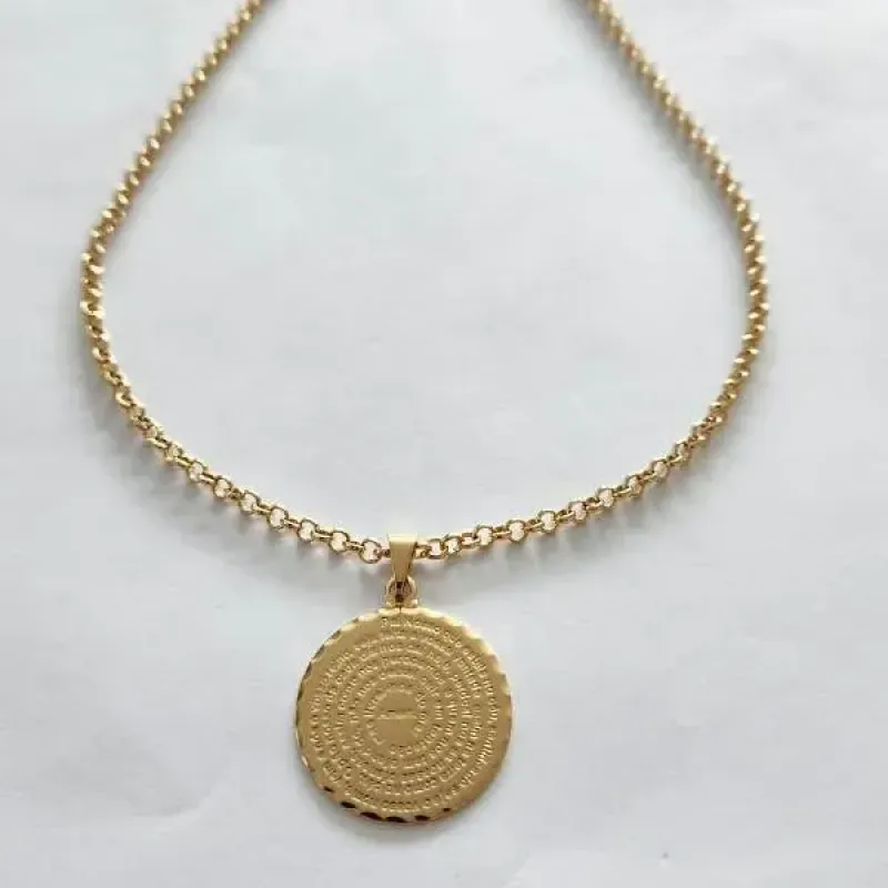 COLAR DOURADO PAI NOSSO CORRENTE ELO PORTUGUES