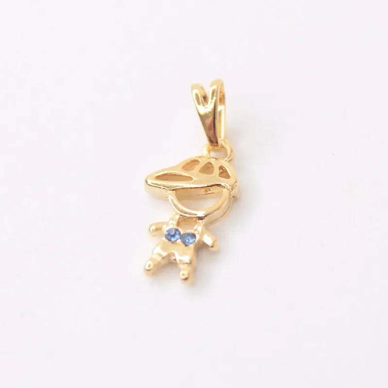 PINGENTE DOURADO MENINO DETALAHE ZIRCÔNIA AZUL