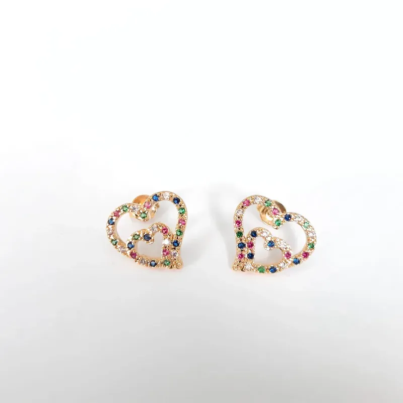 BRINCO CORAÇÃO CRAVEJADO MICROZIRCÔNIAS COLORIDAS