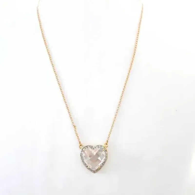 COLAR DOURADO PEDRA CORAÇÃO 43CM + 5CM
