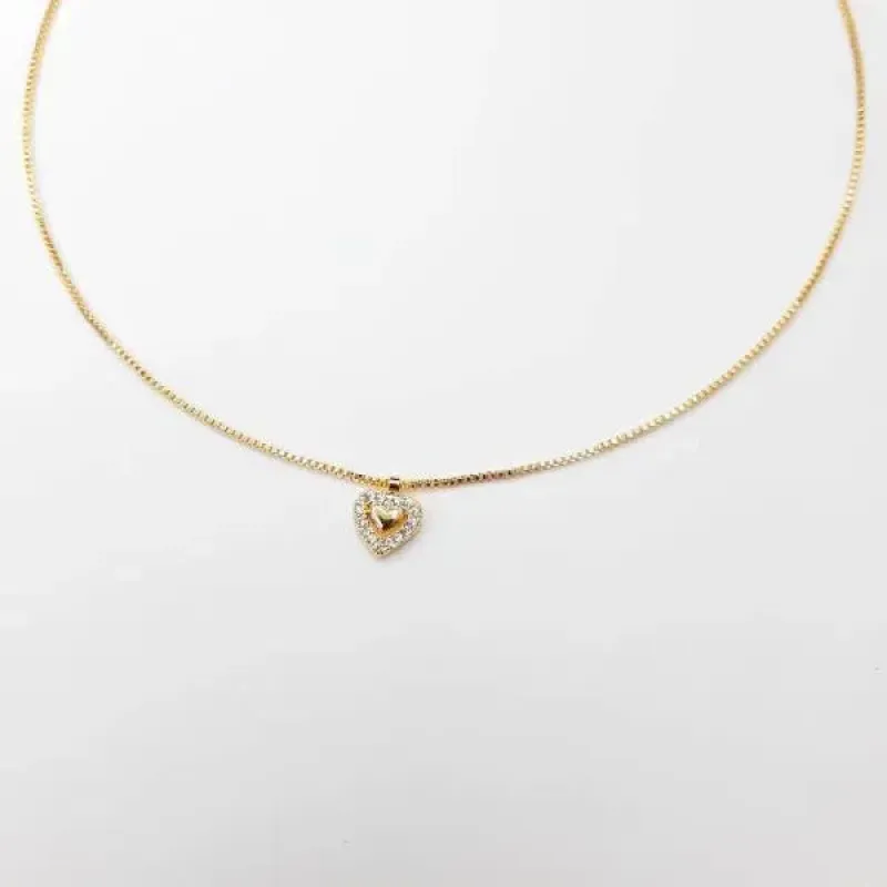 COLAR VENEZIANA PINGENTE CORAÇÃO 45+5CM