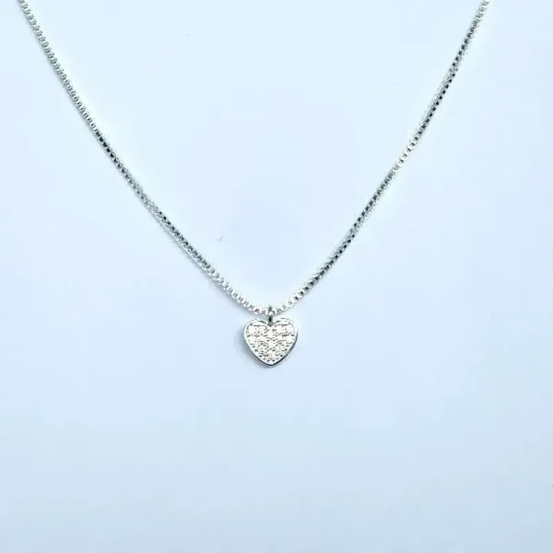 COLAR VENEZIANA PINGENTE CORAÇÃO CRAVEJADO. 45+5CM