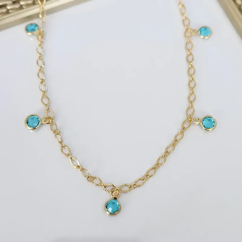 COLAR CHOCKER PONTOS DE LUZ AZUL