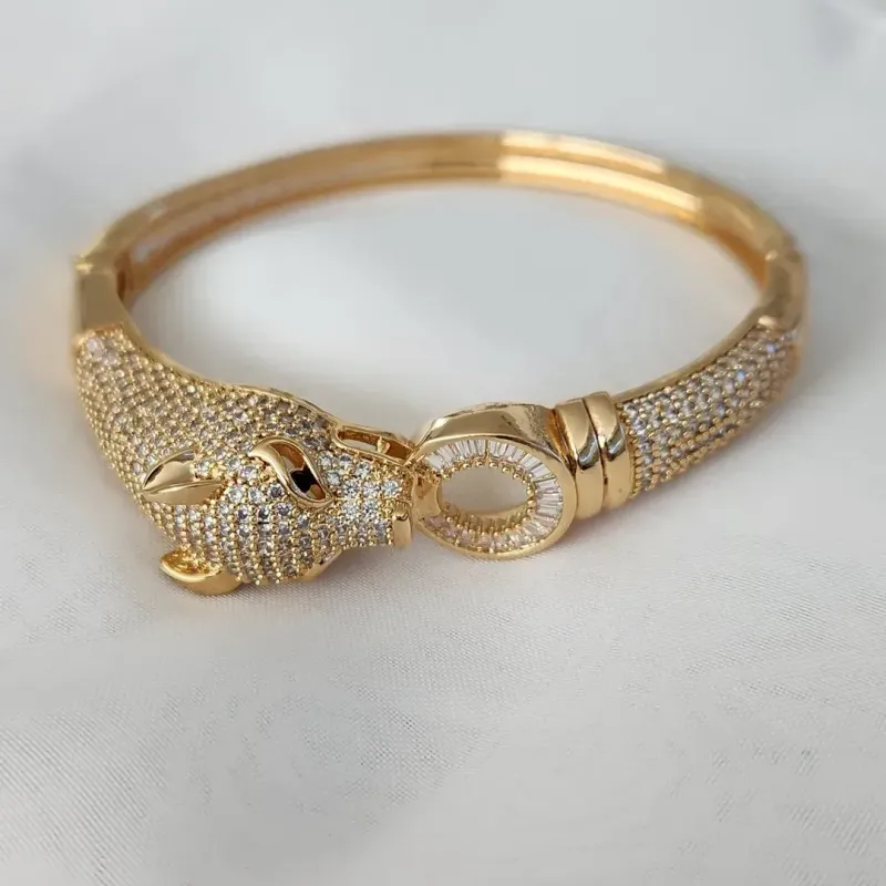 BRACELE DOURADO TIGRE CRAVEJADO
