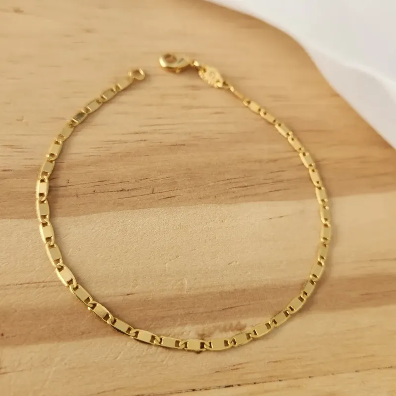 PULSEIRA DOURADA MASCULINA GROUMET FINA