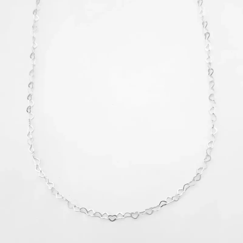 COLAR ELOS DE CORAÇÕES PRATA 925 - 44CM