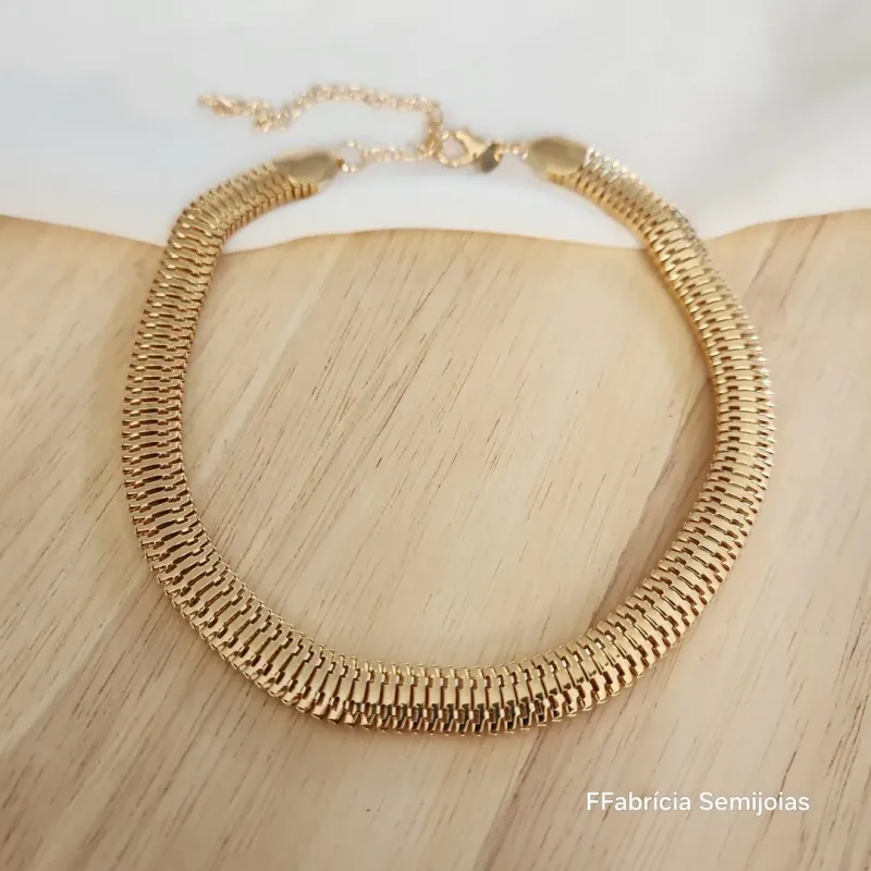 COLAR GARGANTILHA CHOKER MALHA LARGA 35 CM