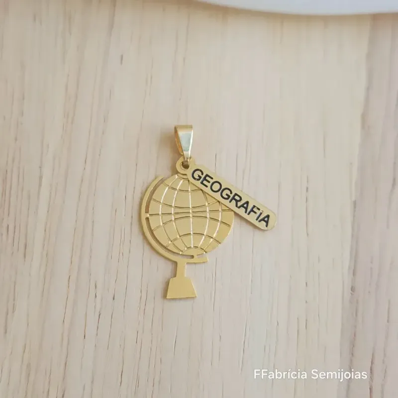PINGENTE PROFISSÃO GEOGRAFIA DOURADO