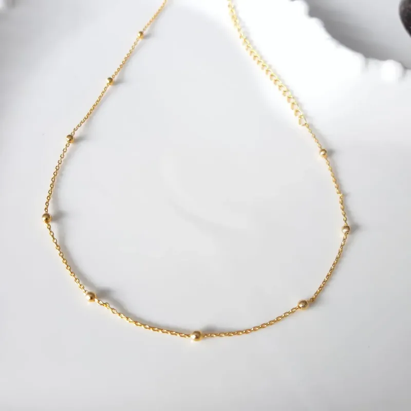 COLAR DOURADO CHOKER BOLINHAS 30CM MAIS 10 CM EXTENSOR