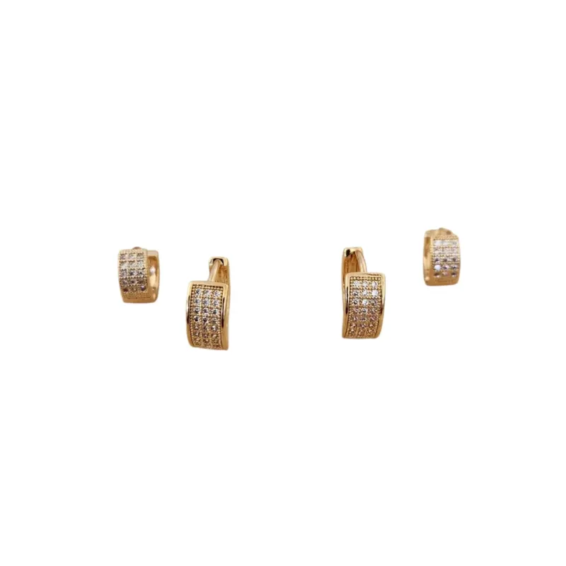 DUPLA ARGOLINHAS DOURADAS CRAVEJADA MICROZIRCÔNIAS CRISTAL