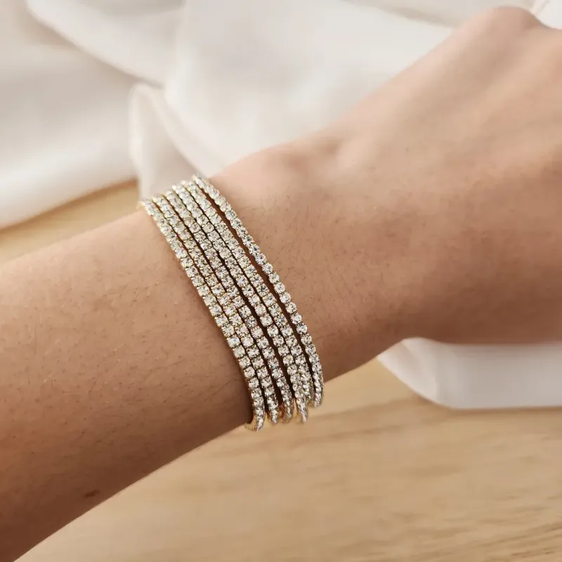 KIT 6 PULSEIRAS ZIRCÔNIAS CRISTAL
