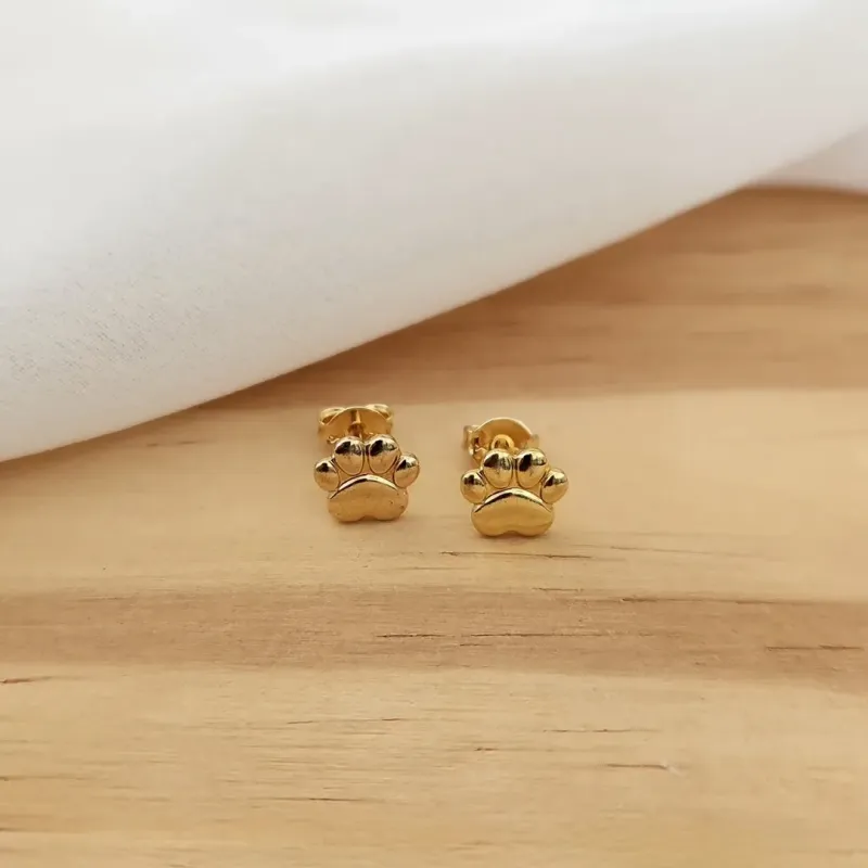BRINCO DOURADO PATINHA DE CACHORRO CHEIA