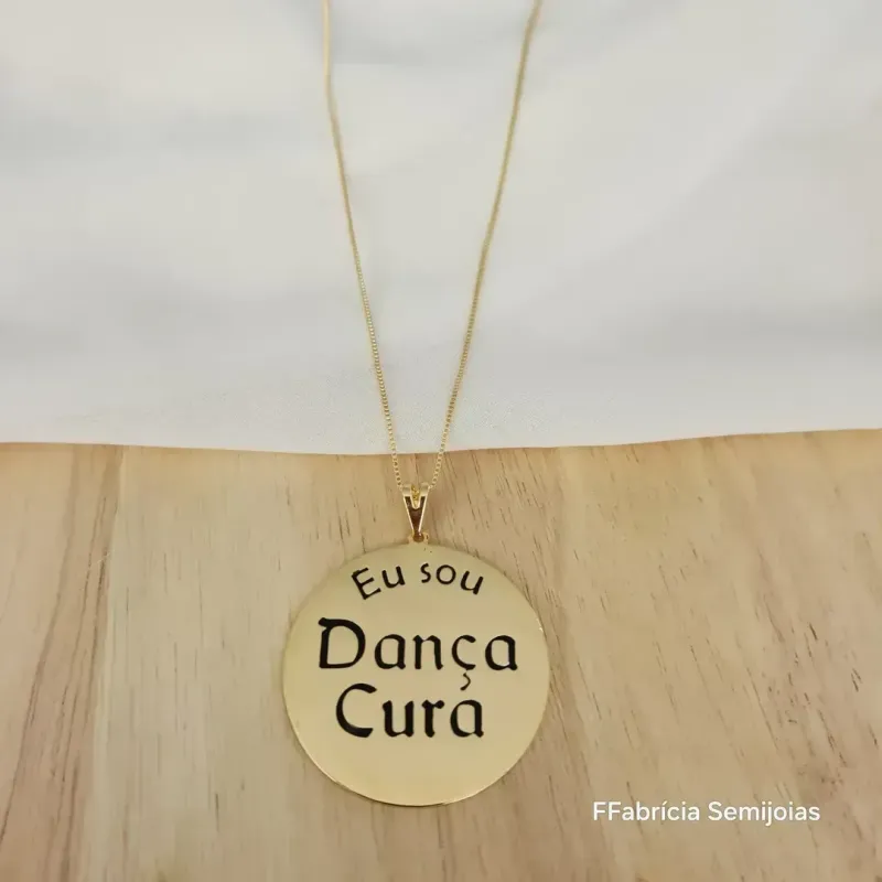 COLAR CORRENTE VENEZIANA 45+5CM COM PINGENTE MANDALA EU SOU DANÇA CURA G- 4CM